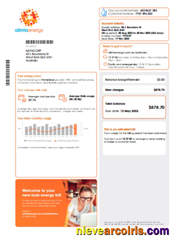 Alinta energy gas utility business bill, page 1